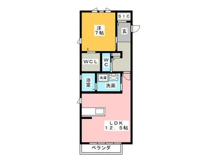 コンフォート(1LDK/1階)の間取り写真