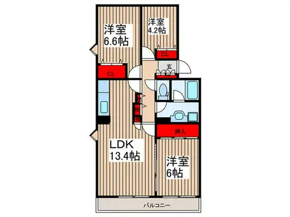 リブレス行田(3LDK/2階)の間取り写真