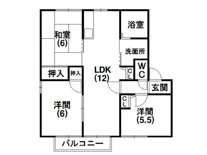 ガーデンハイツ四ッ池 A(3LDK/2階)の間取り写真