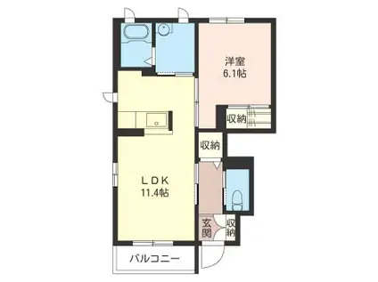 ベルクシュトラーセ(1LDK/1階)の間取り写真