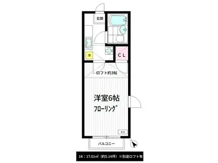 アイリス久我山(1K/1階)の間取り写真