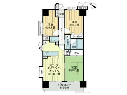 ライオンズプラザ赤羽(3LDK/4階)の間取り写真