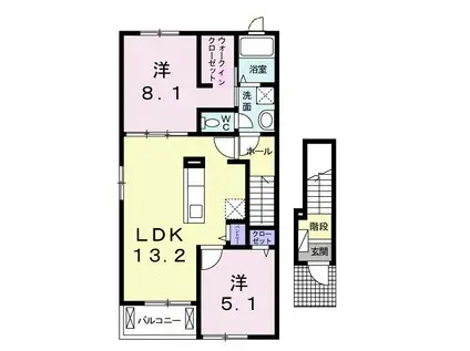 ルーベル太田C(2LDK/2階)の間取り写真