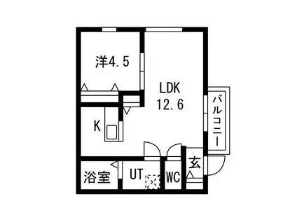 氷室ウォーク(1LDK/1階)の間取り写真