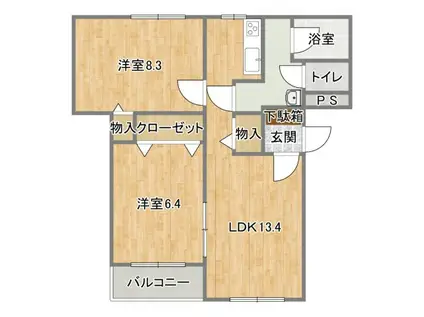 ヒーローマンション・ノーサイド(2LDK/1階)の間取り写真