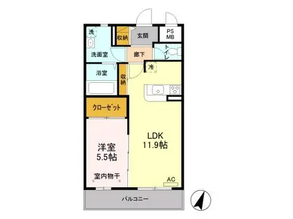 セリ―ジャ デ トーア(1LDK/1階)の間取り写真