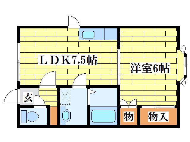 キャッスルローズ(1DK/2階)の間取り写真