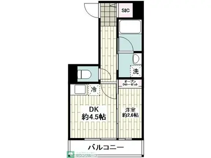 デュオメゾン目黒本町(1DK/3階)の間取り写真