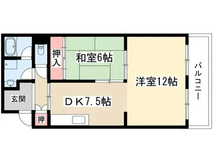 グリーンパークマンション(1LDK/4階)の間取り写真