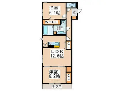 セレナイト(2LDK/1階)の間取り写真