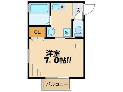 シャルムII(1K/1階)の間取り写真