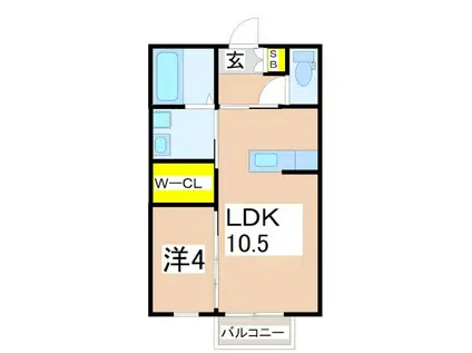 HAKU II(1LDK/2階)の間取り写真