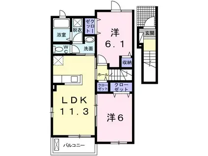 HYU-FORSCH和(2LDK/2階)の間取り写真