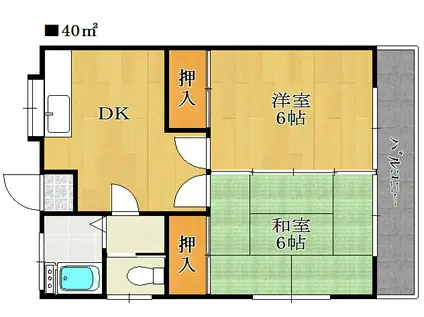 ツカサハイツ(2DK/3階)の間取り写真