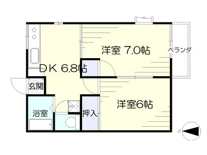 サンコーポ泉(2DK/1階)の間取り写真
