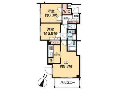 ARCOBALENO HASUNE I(2LDK/2階)の間取り写真