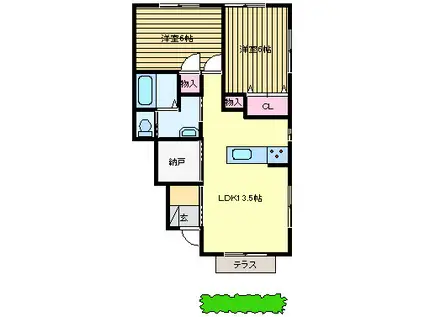 ハーティビレッジ(2LDK/1階)の間取り写真