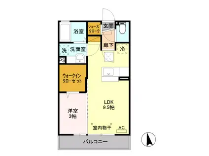 D-ROOM エル・カミーノ城南(1LDK/1階)の間取り写真