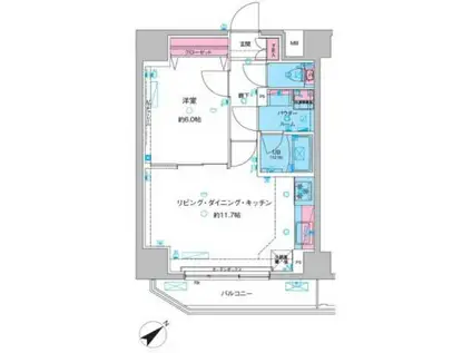 ジェノヴィア三ノ輪IIIスカイガーデン(1LDK/8階)の間取り写真