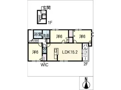 ヘーベル八事東(3LDK/2階)の間取り写真