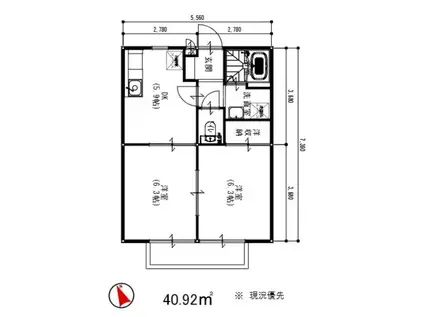 アステリア(2DK/1階)の間取り写真
