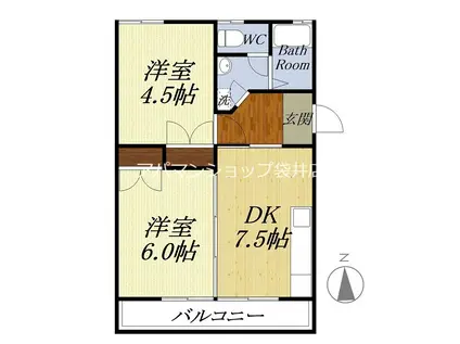 サンハイム幸(2DK/3階)の間取り写真