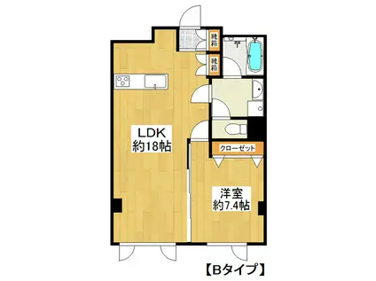 朝日レジデンス竹園(1LDK/3階)の間取り写真