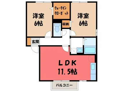 メゾンベールA(2LDK/1階)の間取り写真