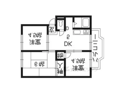 ウィンディア出雲B棟(3DK/1階)の間取り写真