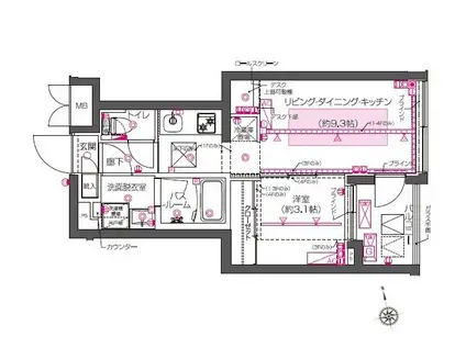 ZOOM西早稲田(1LDK/3階)の間取り写真