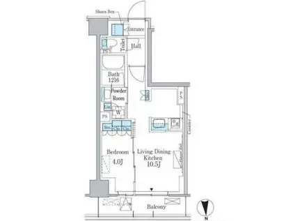 パークアクシス新宿百人町(1LDK/3階)の間取り写真