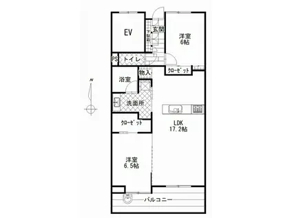 ビ・ウェル学南町(2LDK/6階)の間取り写真