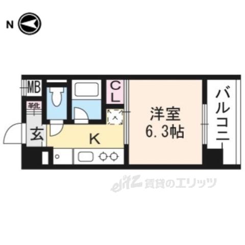 LUXENA KIYOMIZU-GOJO(1K/3階)の間取り写真