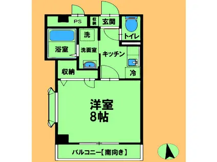 シャルマン伍番館(1K/1階)の間取り写真