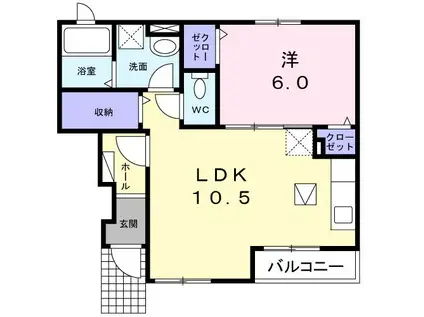 コンフォート ビジョン(1LDK/1階)の間取り写真