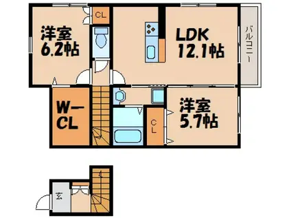 フィカーサ三浦(2SLDK/2階)の間取り写真