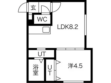リヴィエールS10(1LDK/2階)の間取り写真
