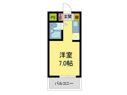 サンハイツ白鳩III(ワンルーム/2階)の間取り写真