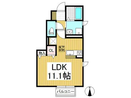 シェリーロ(ワンルーム/1階)の間取り写真