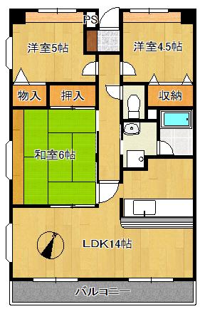 ファンタジーグリーンパレス(3LDK/6階)の間取り写真