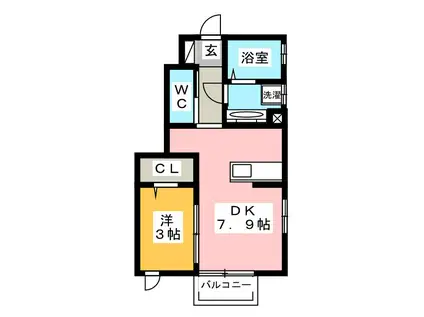 IRシンシアⅡ(1DK/1階)の間取り写真