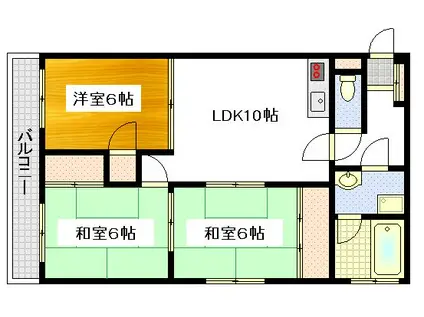 ヒルズ上幟(3LDK/5階)の間取り写真