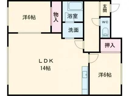 コーポクラウン(2LDK/2階)の間取り写真