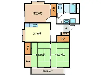エバーグリーン(3DK/2階)の間取り写真