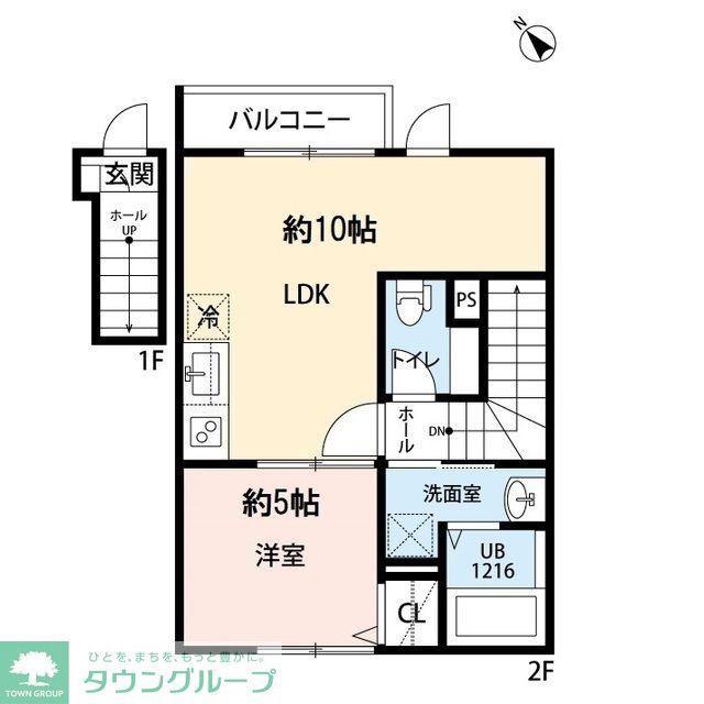 BLUE MOON VILLA(1LDK/2階)の間取り写真