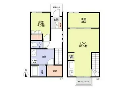 AZALEA境南町(2LDK/1階)の間取り写真