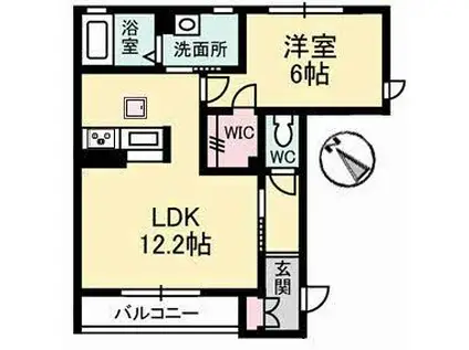 シャーメゾン アンスリール(1LDK/1階)の間取り写真