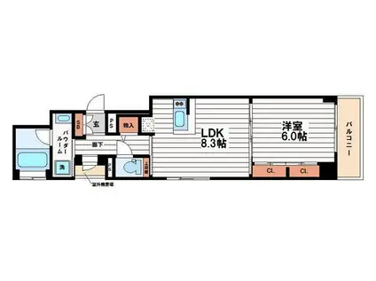 グラン心斎橋イースト(1LDK/6階)の間取り写真