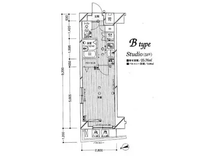パークウェル白金高輪(1K/5階)の間取り写真