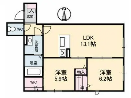 ヴァンルース(2LDK/1階)の間取り写真